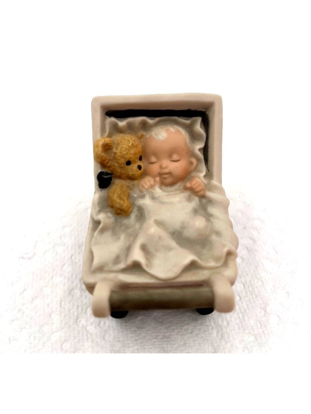Vintage 2000 NBM Bahner Studios "Its A Baby" Figurine In Stroller With Teddy Bea